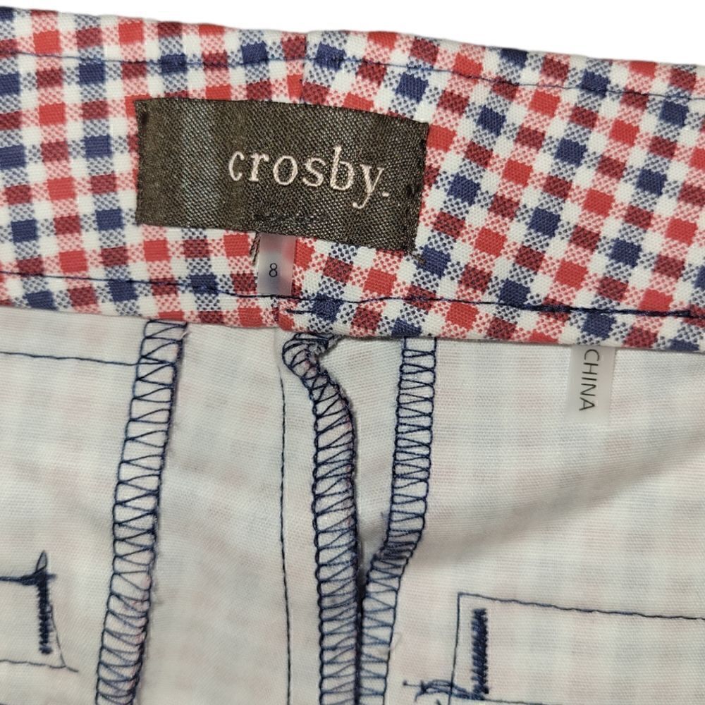 NWOT Crosby. Springfield Cropped Red Blue Gingham Pull on Pant 8 - Picture 10 of 12